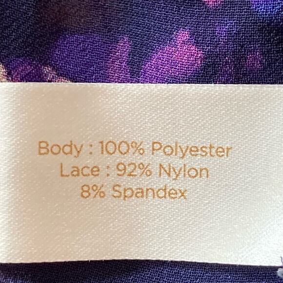 Decree Purple Blue Sheer Top Lace Bell Sleeves SM Y2K Fairy Boho Dark Cottage - Picture 8 of 9